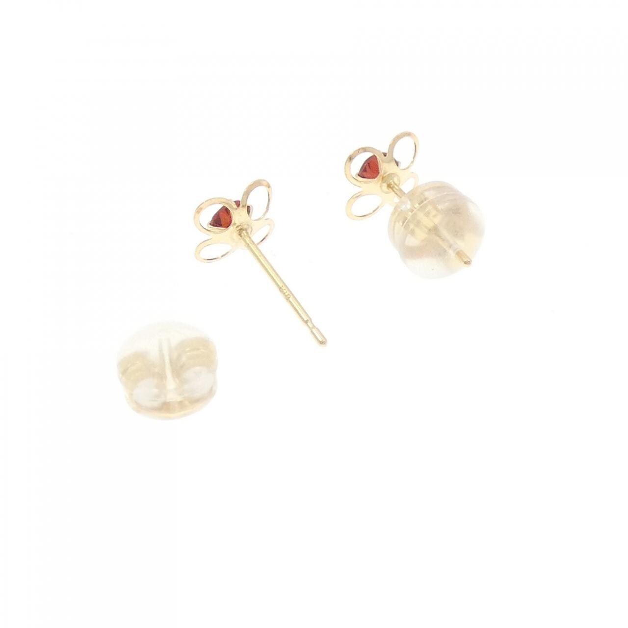 [新品] K18YG 花朵石榴石耳环