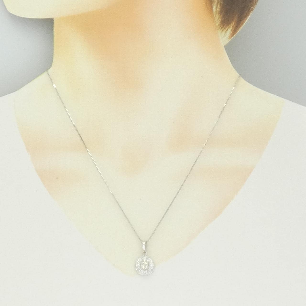 K18WG ダイヤモンド ネックレス 0.37CT