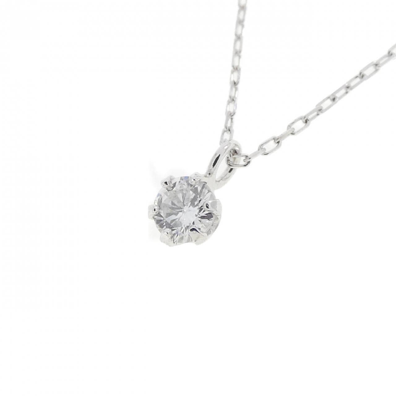 K18WG ソリティア ダイヤモンド ネックレス 0.10CT