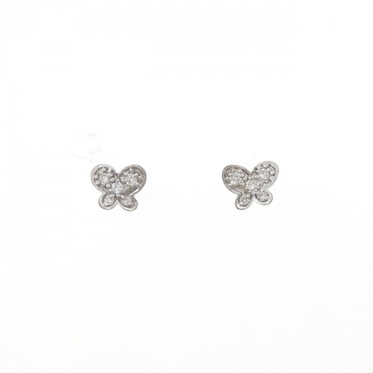 K18WG Butterfly Diamond Earrings 0.08CT