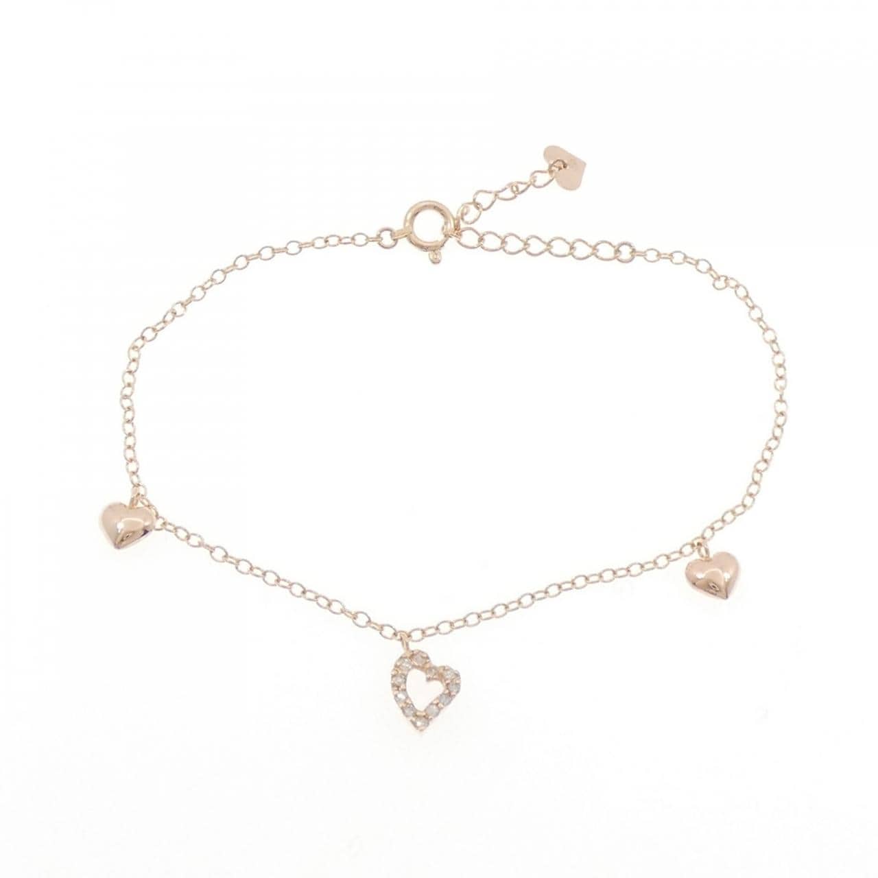 K10PG ハート ダイヤモンド ブレスレット