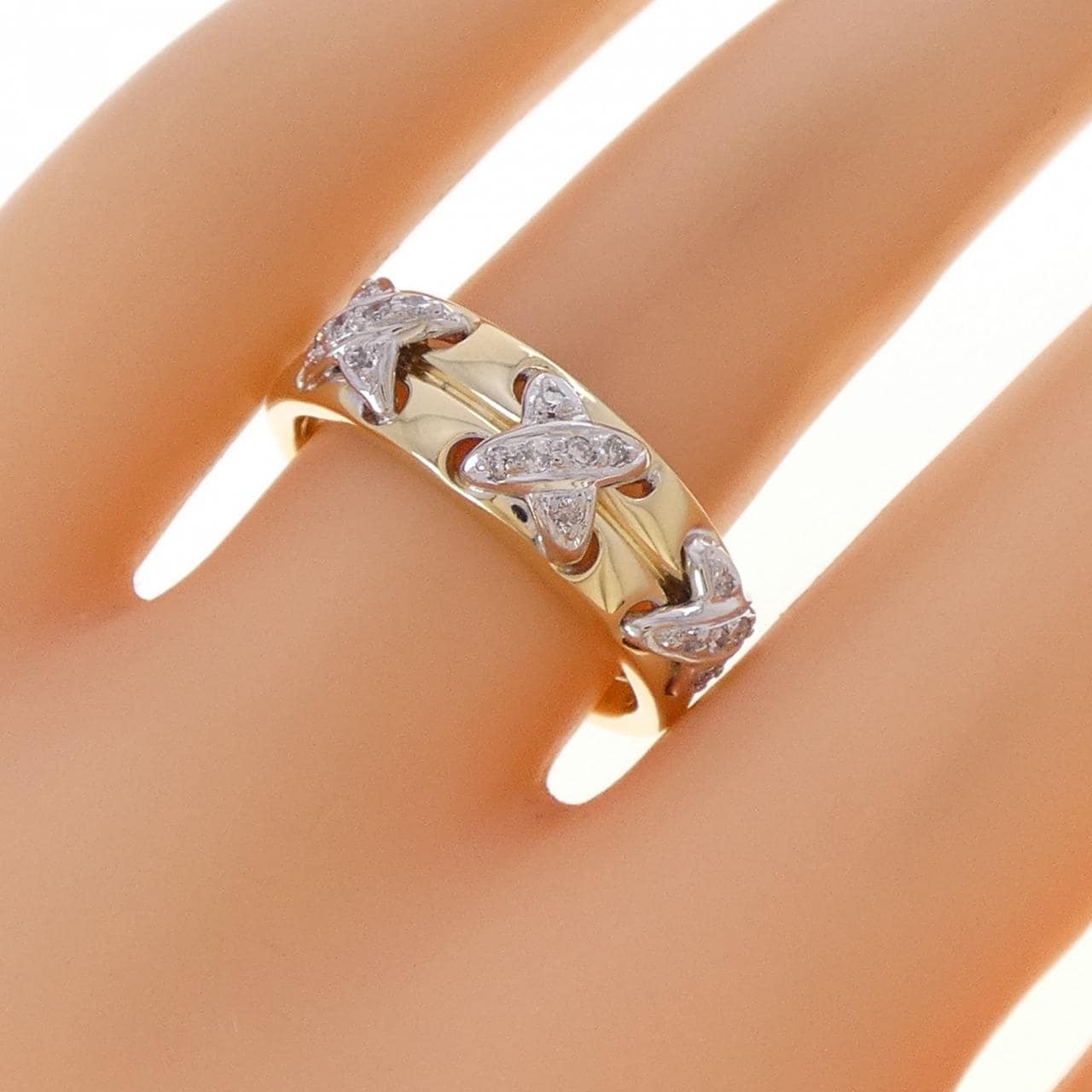 K18YG/PT900 ダイヤモンド リング 0.13CT