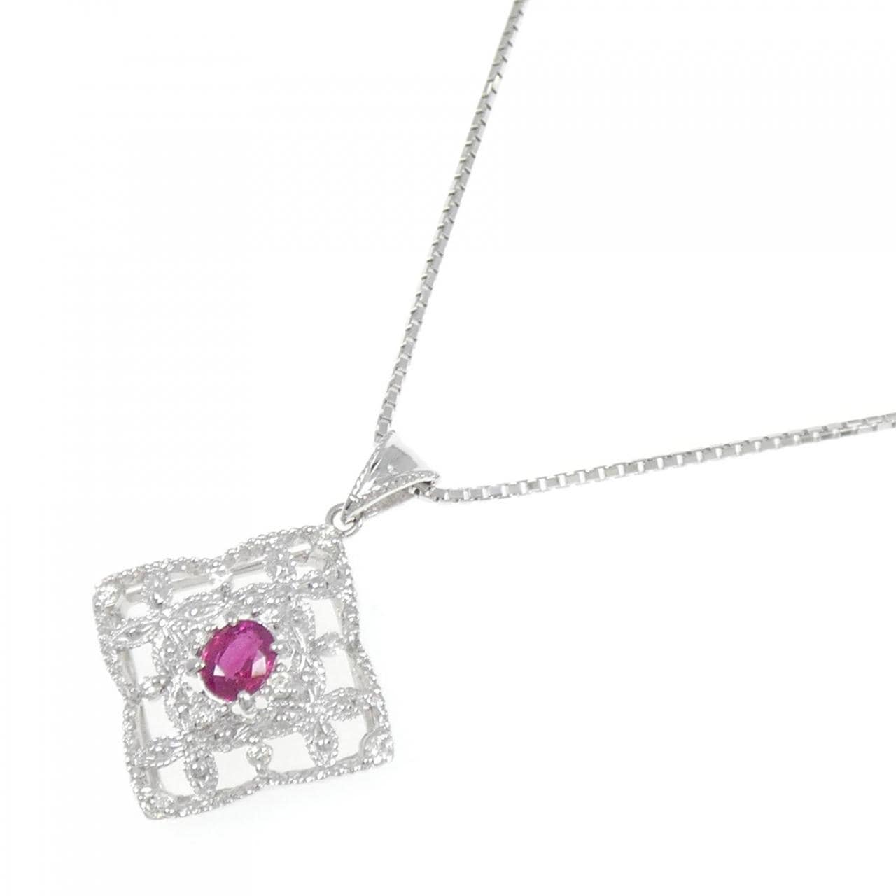 K18WG ルビー ネックレス 0.48CT
