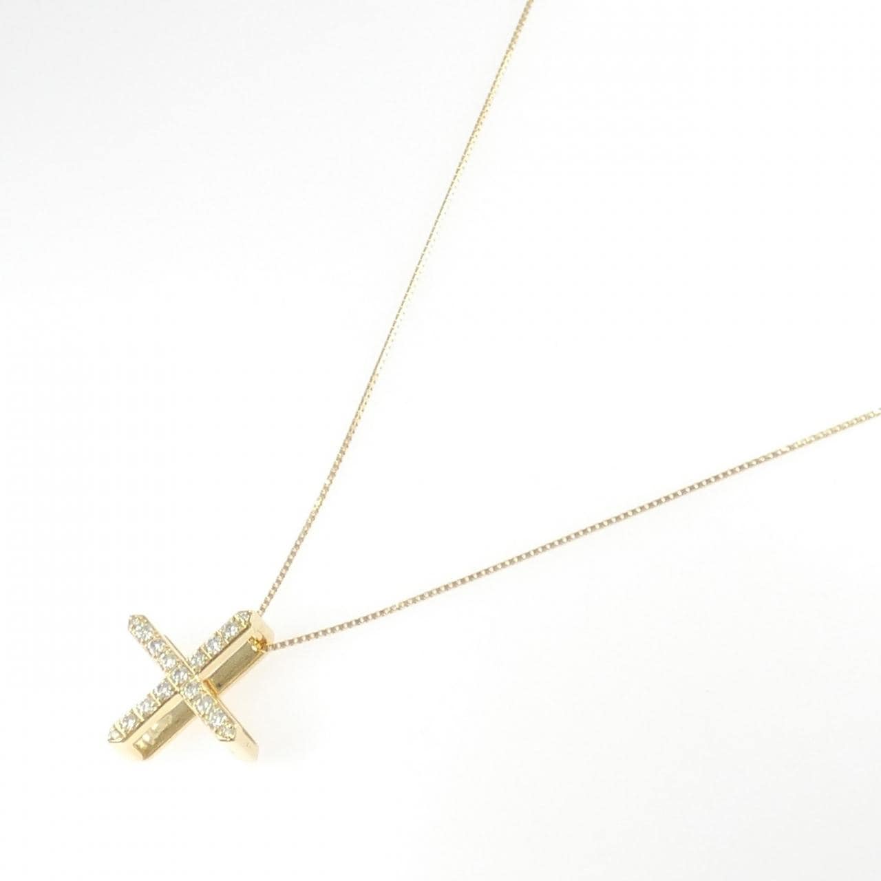 K18YG クロス ダイヤモンド ネックレス 0.41CT