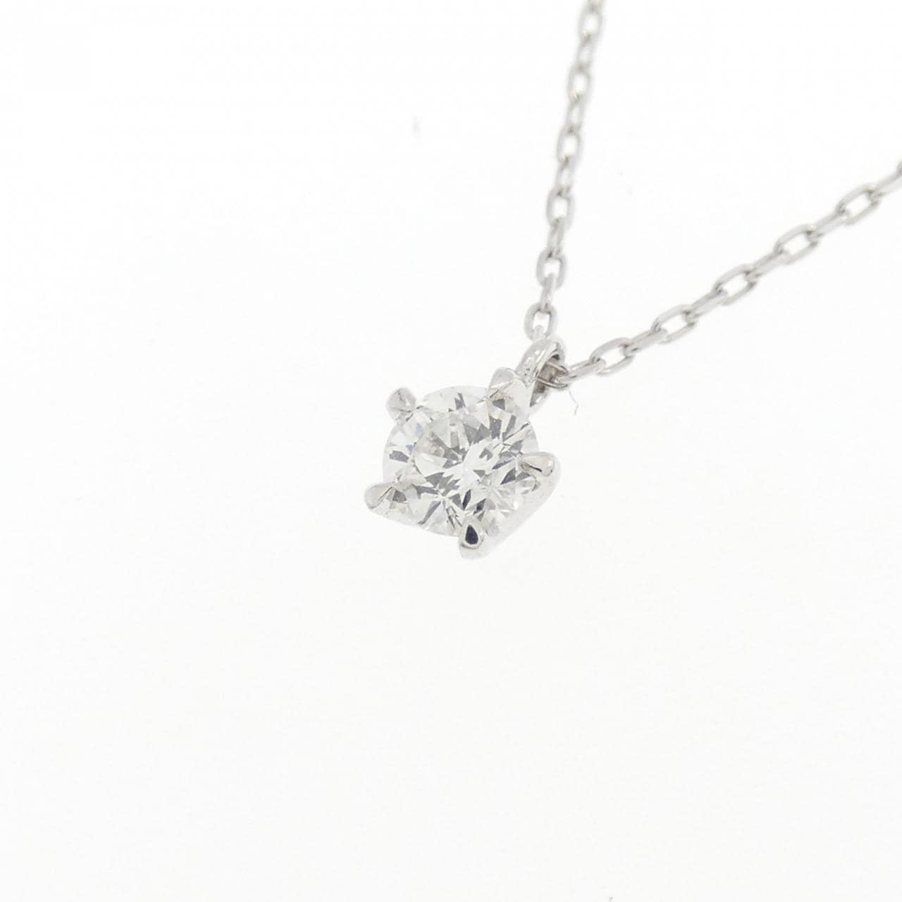 K18WG ソリティア ダイヤモンド ネックレス 0.128CT