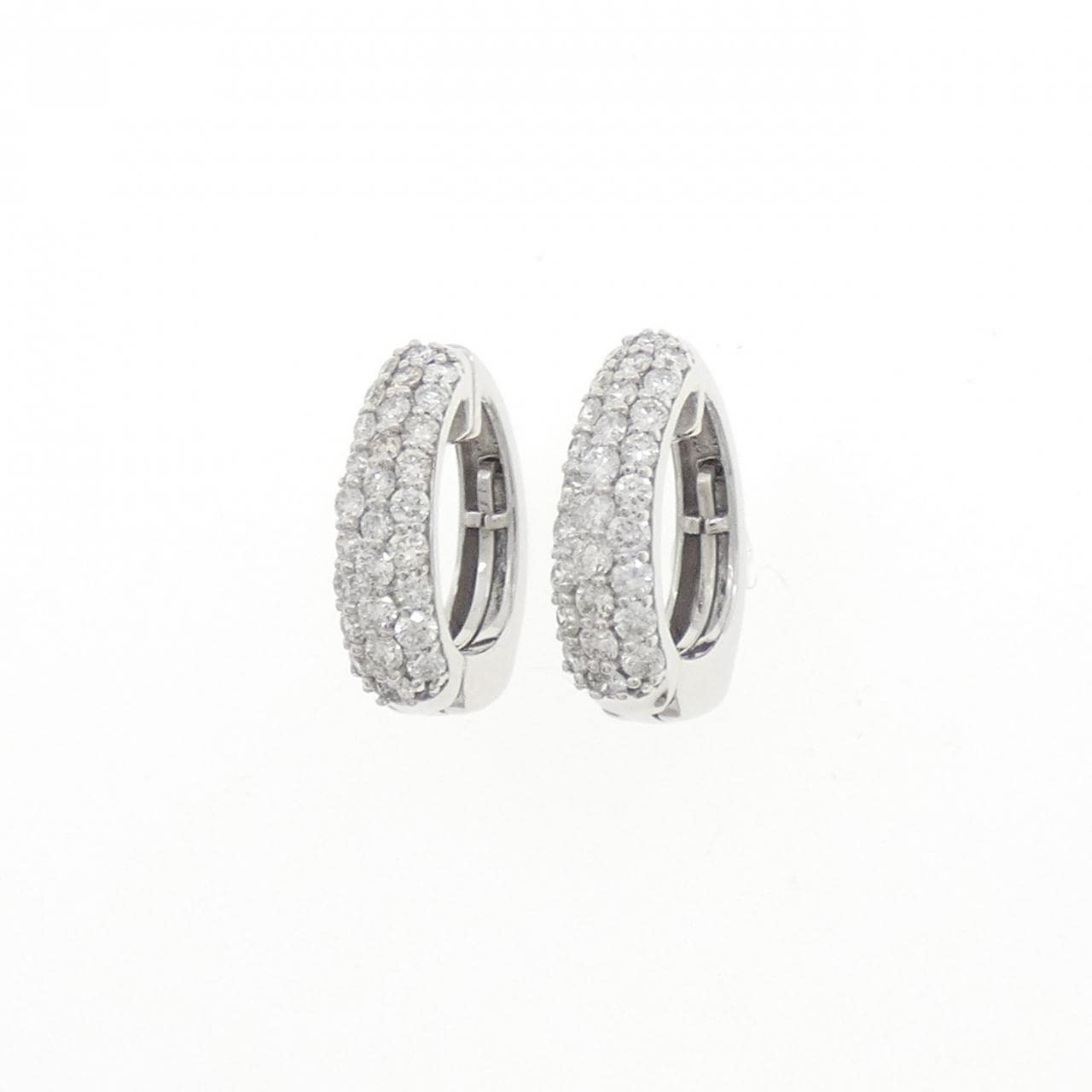 K18WG パヴェ ダイヤモンド イヤリング 0.60CT