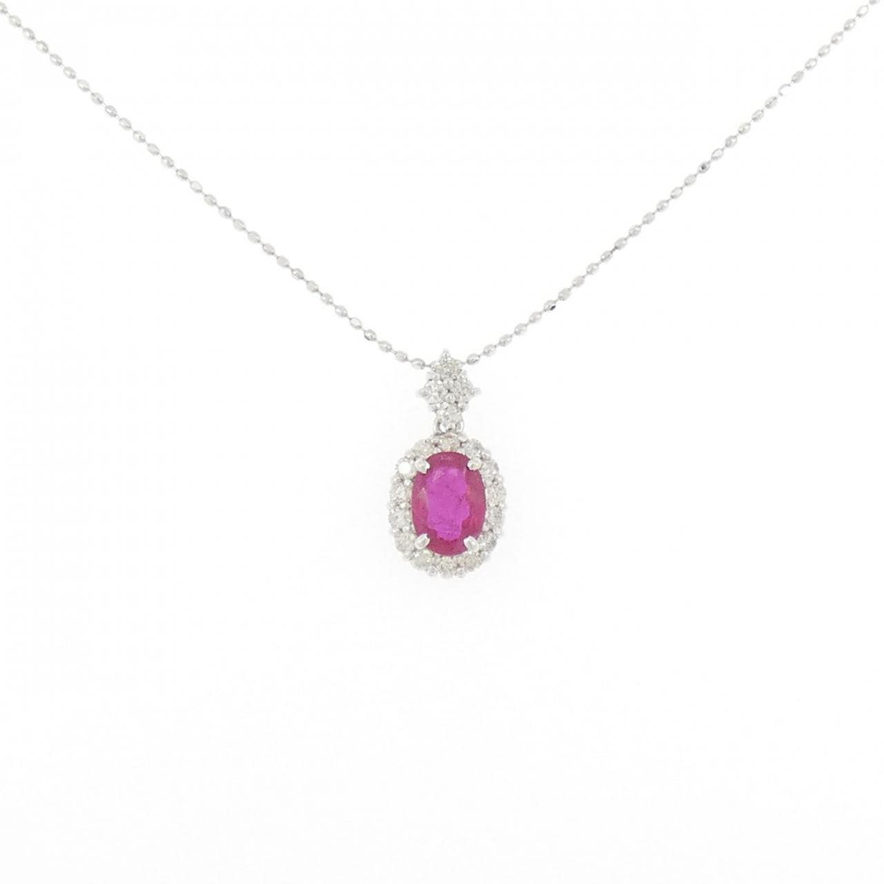 K18WG ルビー ネックレス 1.00CT