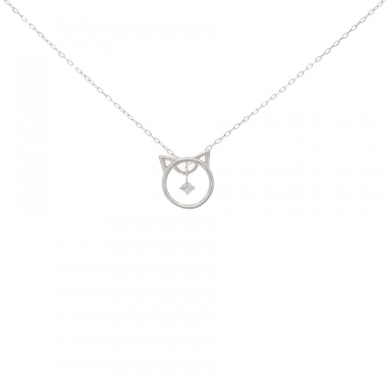 K10WG キャット ダイヤモンド ネックレス 0.03CT