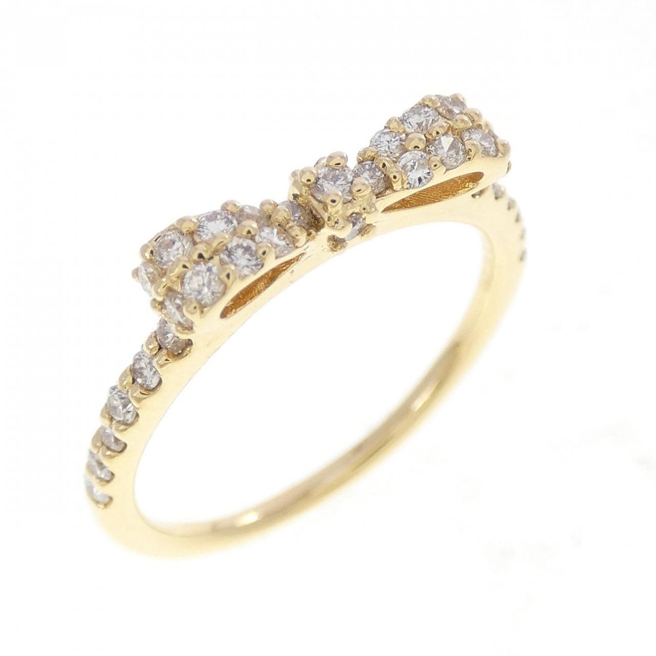 K18YG リボン ダイヤモンド リング 0.29CT