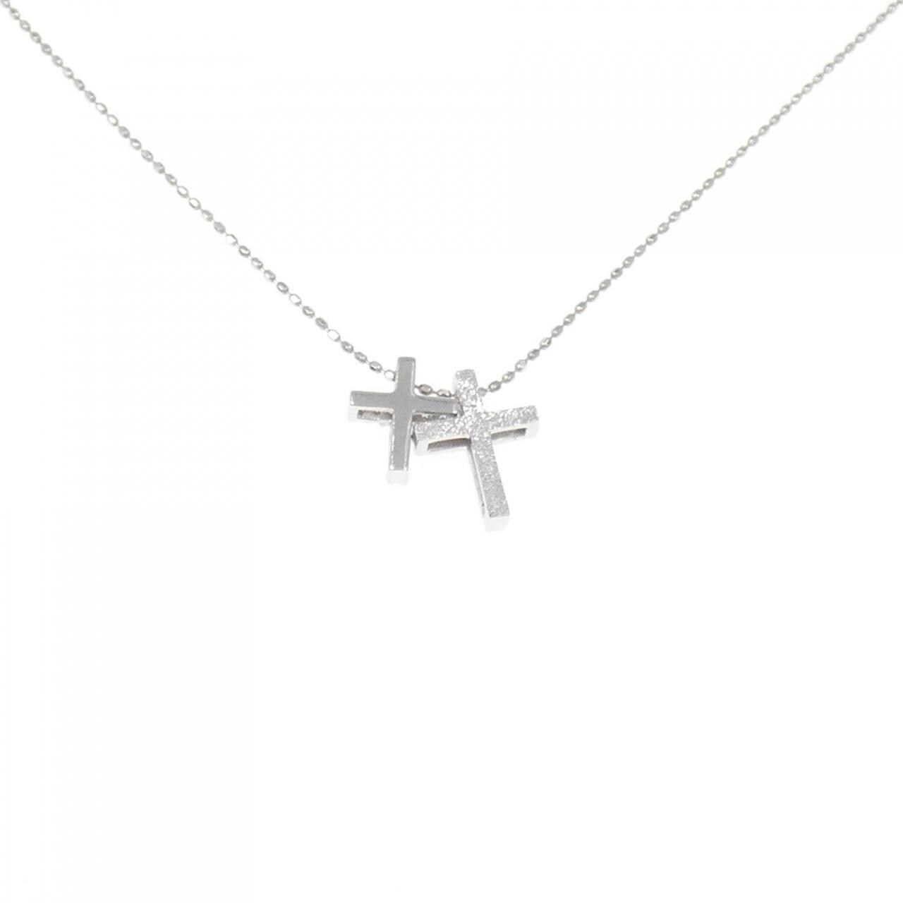 K18WG クロス ダイヤモンド ネックレス 0.05CT