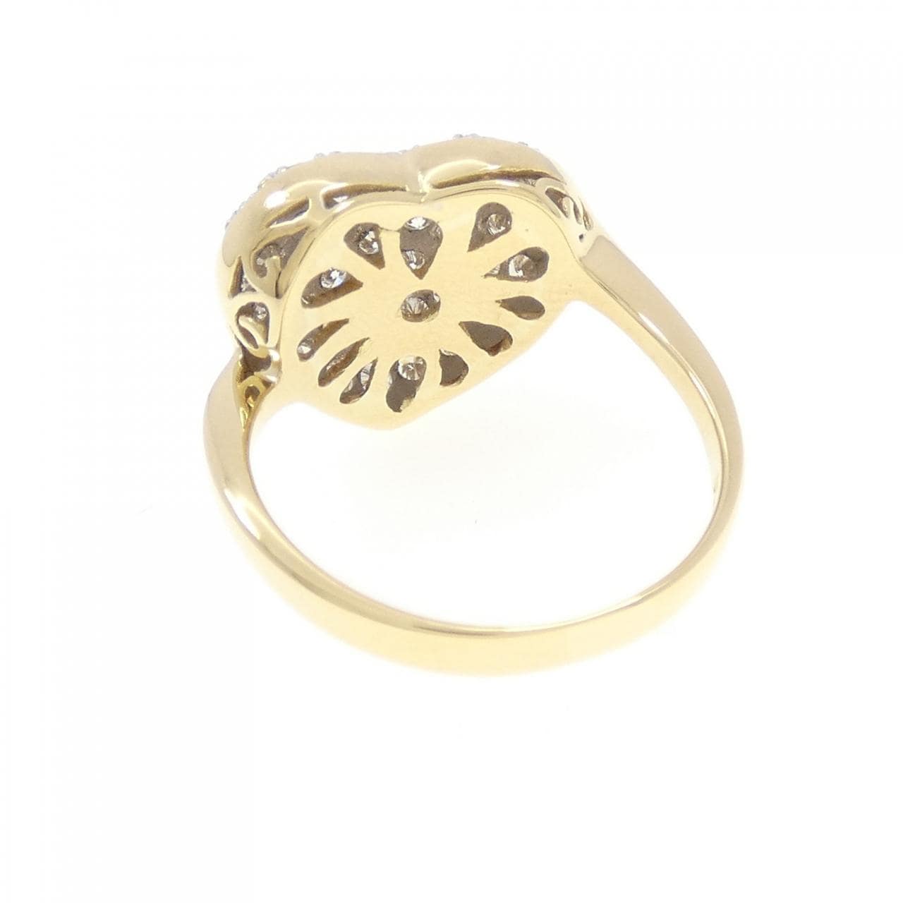 K18YG/K18WG Pave Heart Diamond Ring 0.78CT