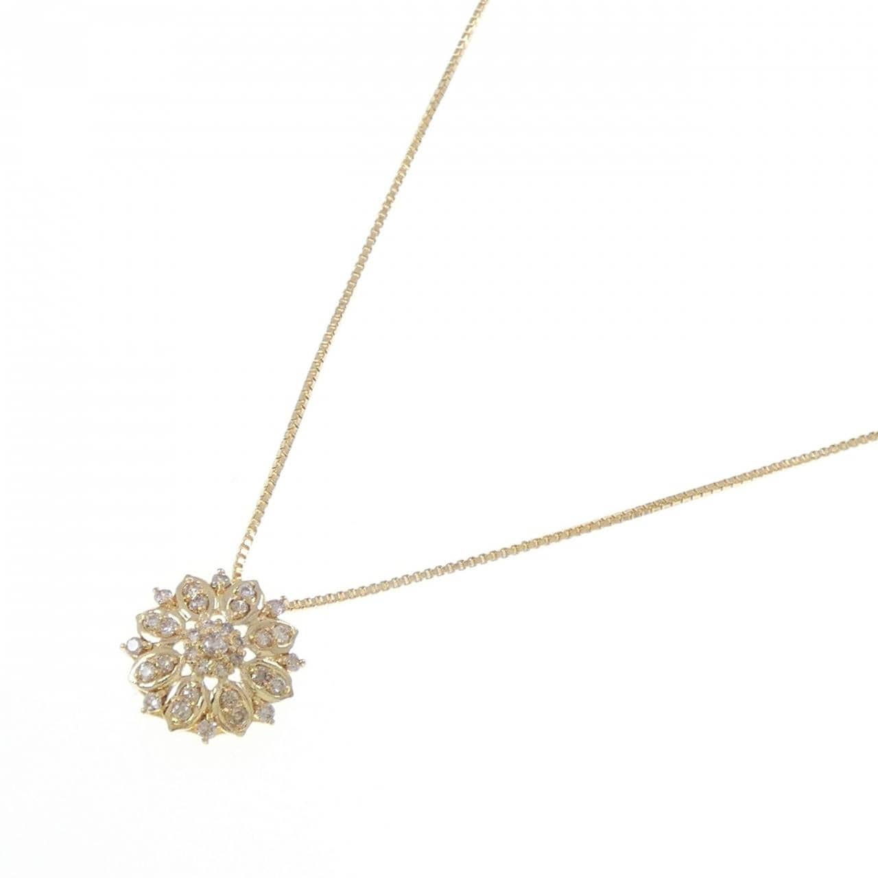 K18YG フラワー ダイヤモンド ネックレス 0.20CT