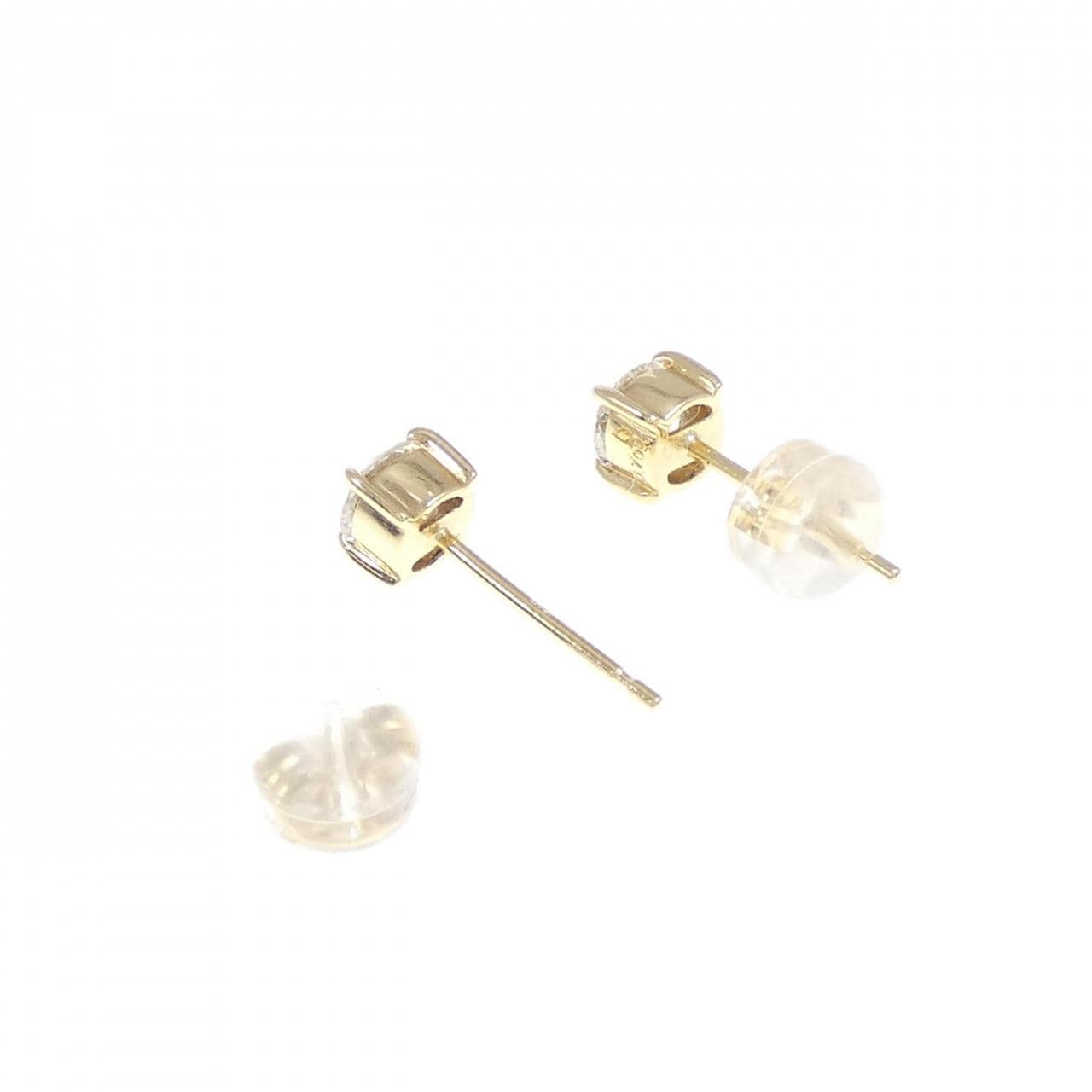 K18YG solitaire Diamond earrings 0.709CT