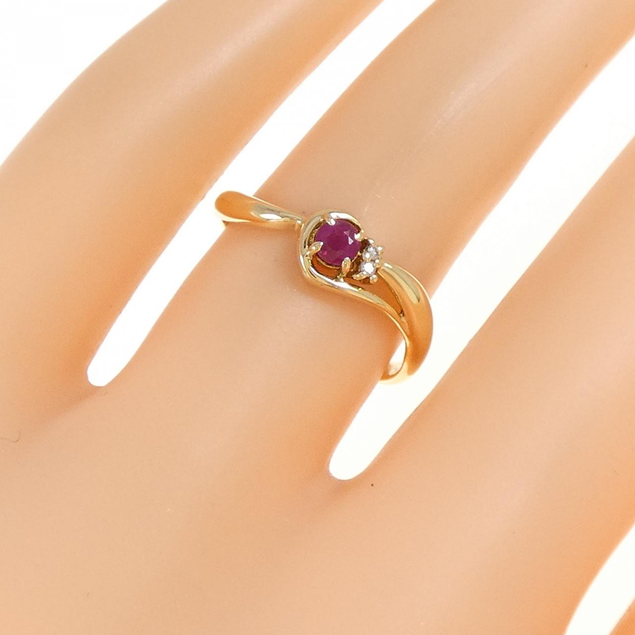 K18YG ルビー リング 0.22CT