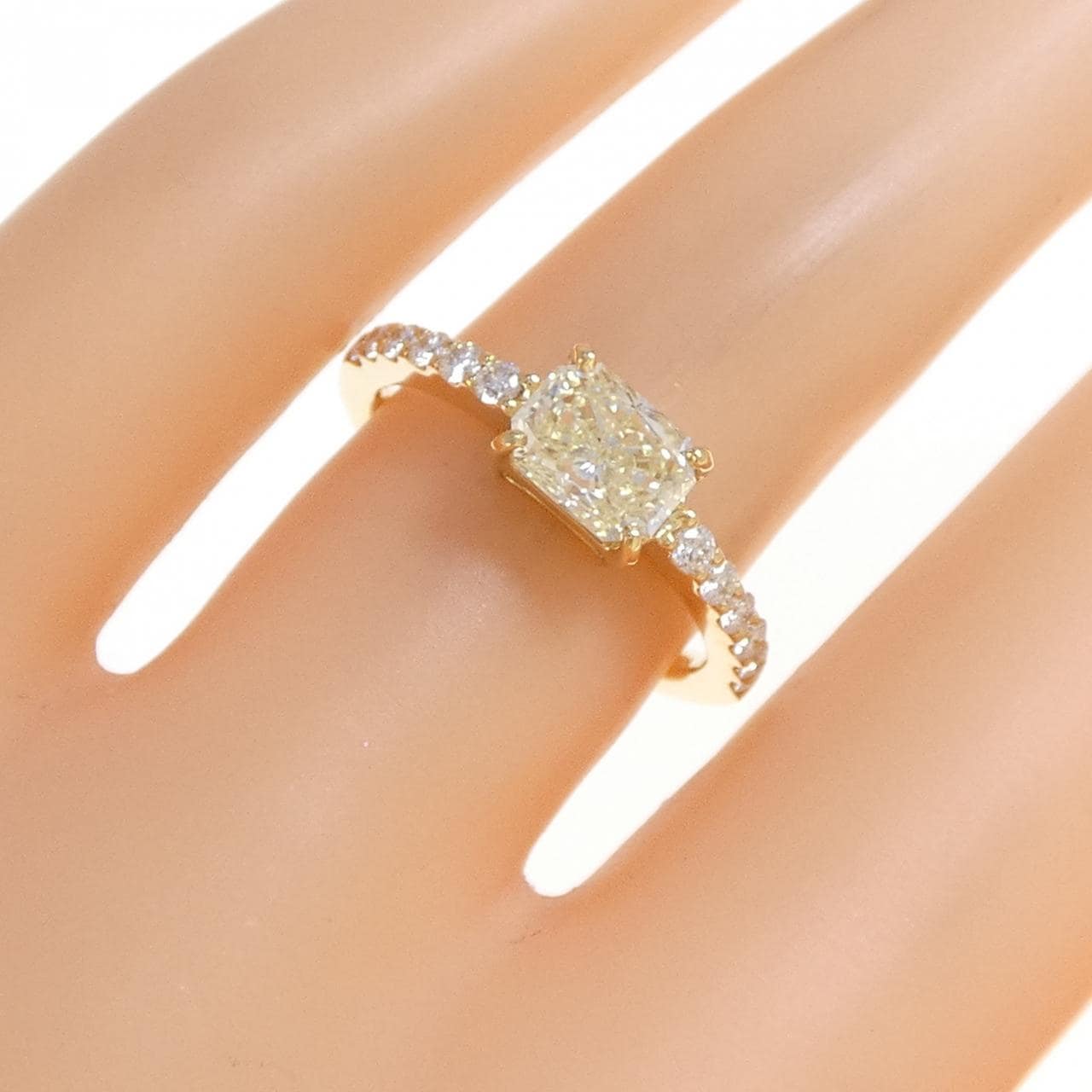 【リメイク】K18YG ダイヤモンド リング 1.054CT LY SI1 ファンシーカット