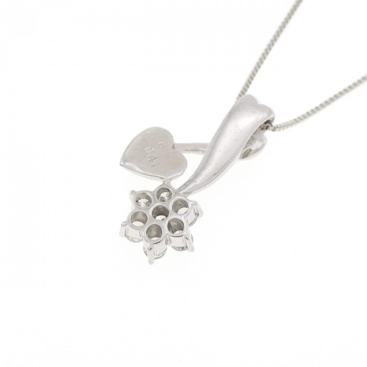PT900/PT850 フラワー×ハート ダイヤモンド ネックレス 0.41CT
