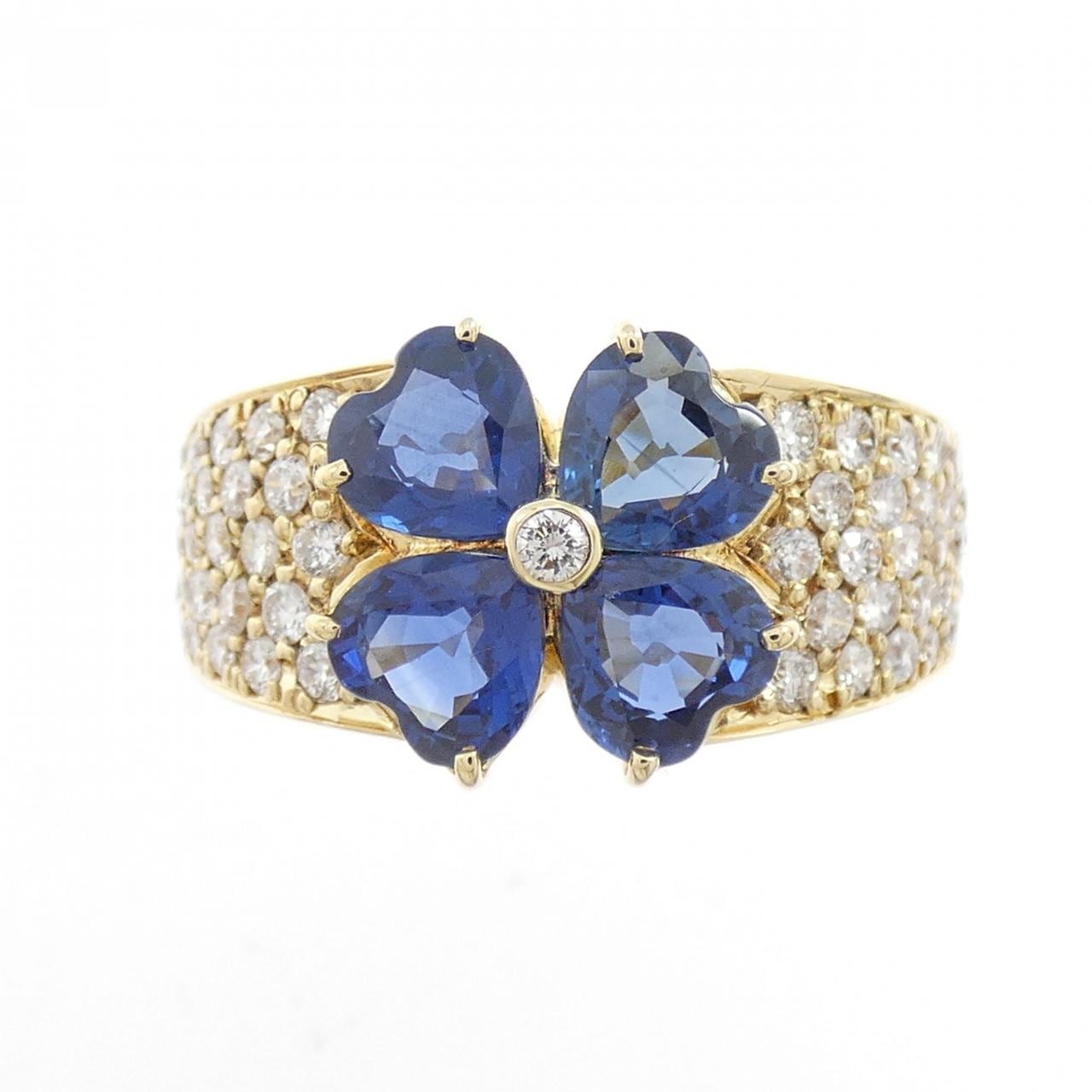 K18YG フラワー サファイヤ リング 2.29CT