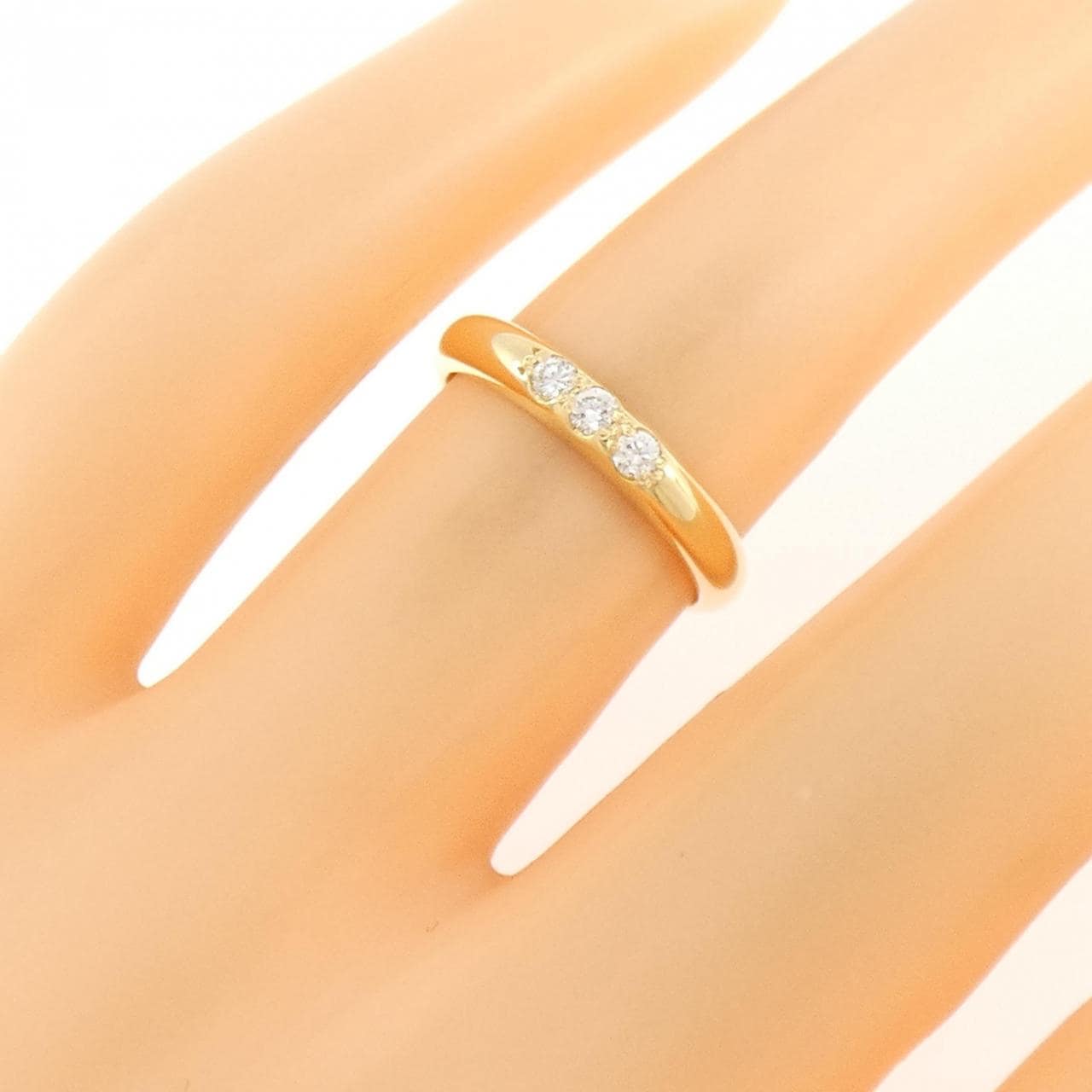 K18YG スリーストーン ダイヤモンド リング 0.10CT