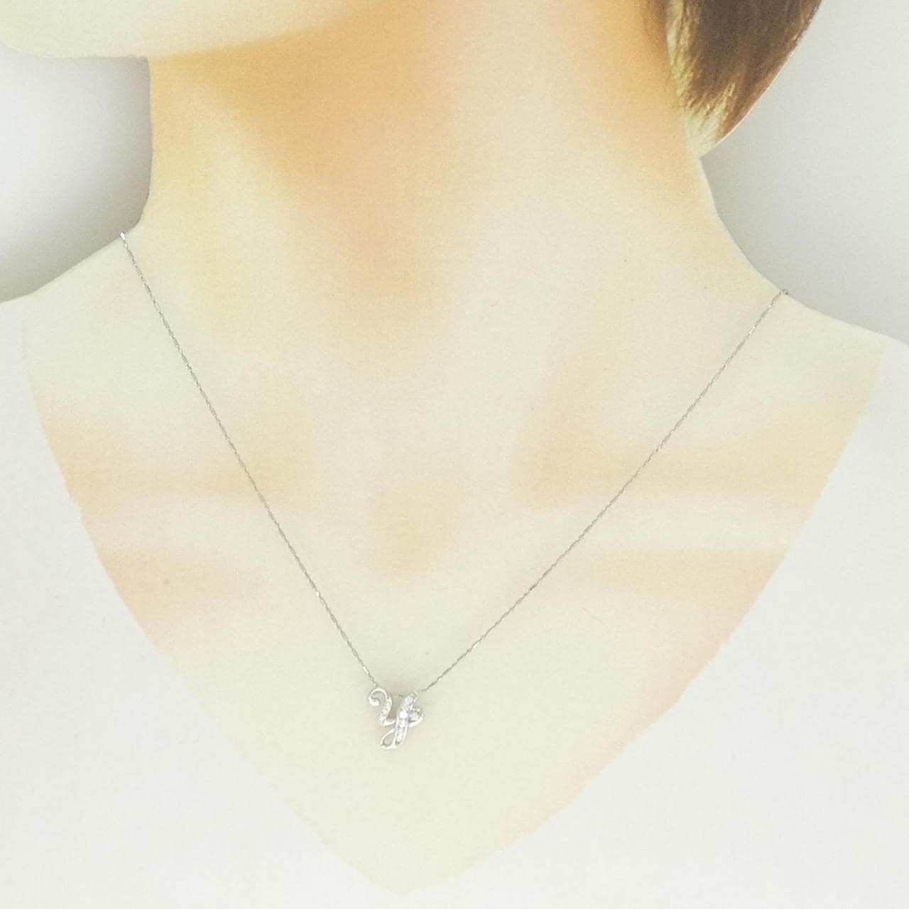 PT950/PT850 イニシャルY ダイヤモンド ネックレス 0.10CT
