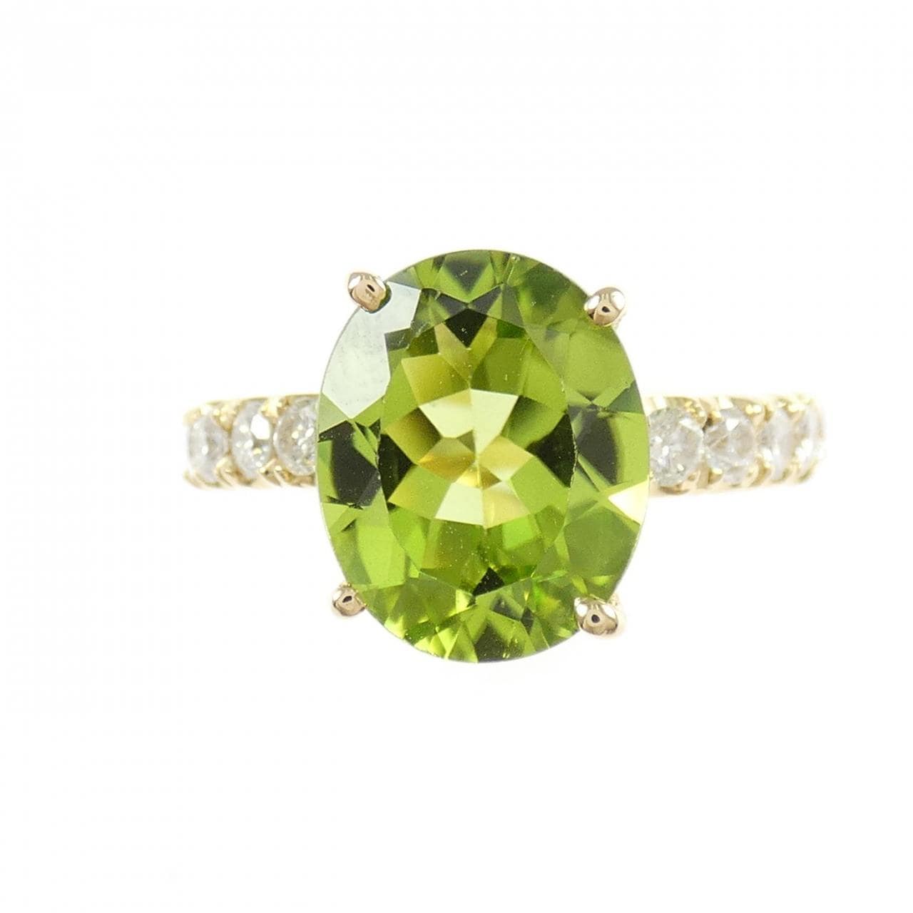 K18YG ペリドット リング 3.46CT