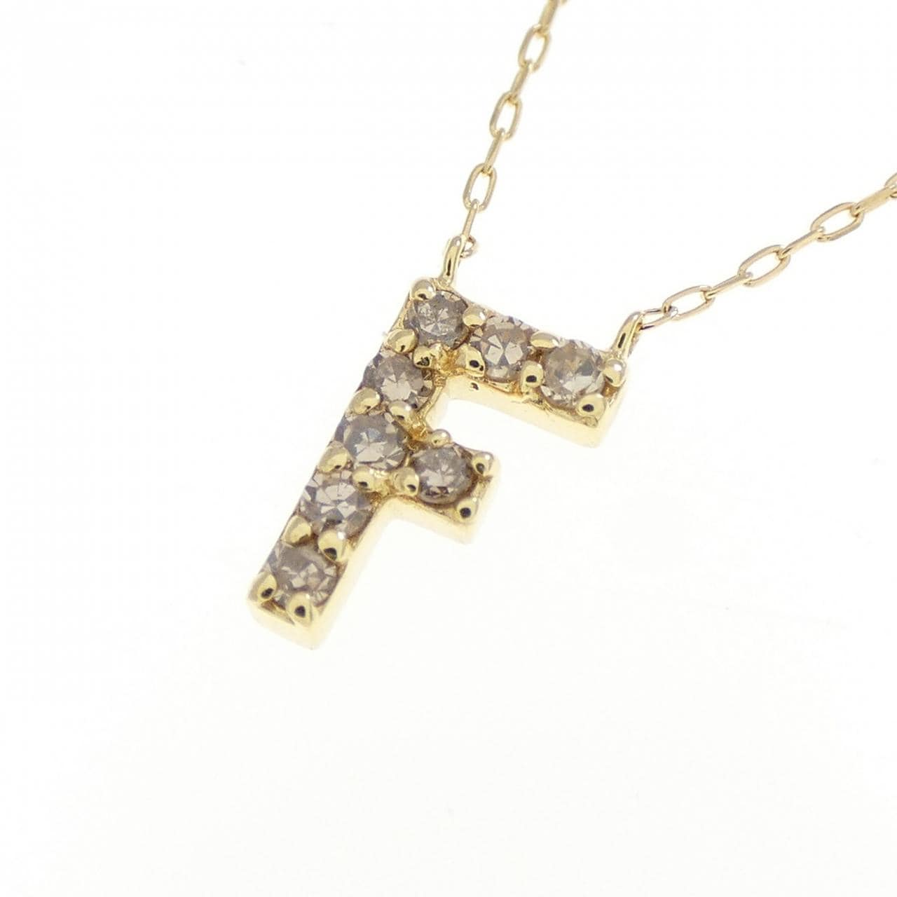K18YG イニシャルF ダイヤモンド ネックレス 0.06CT