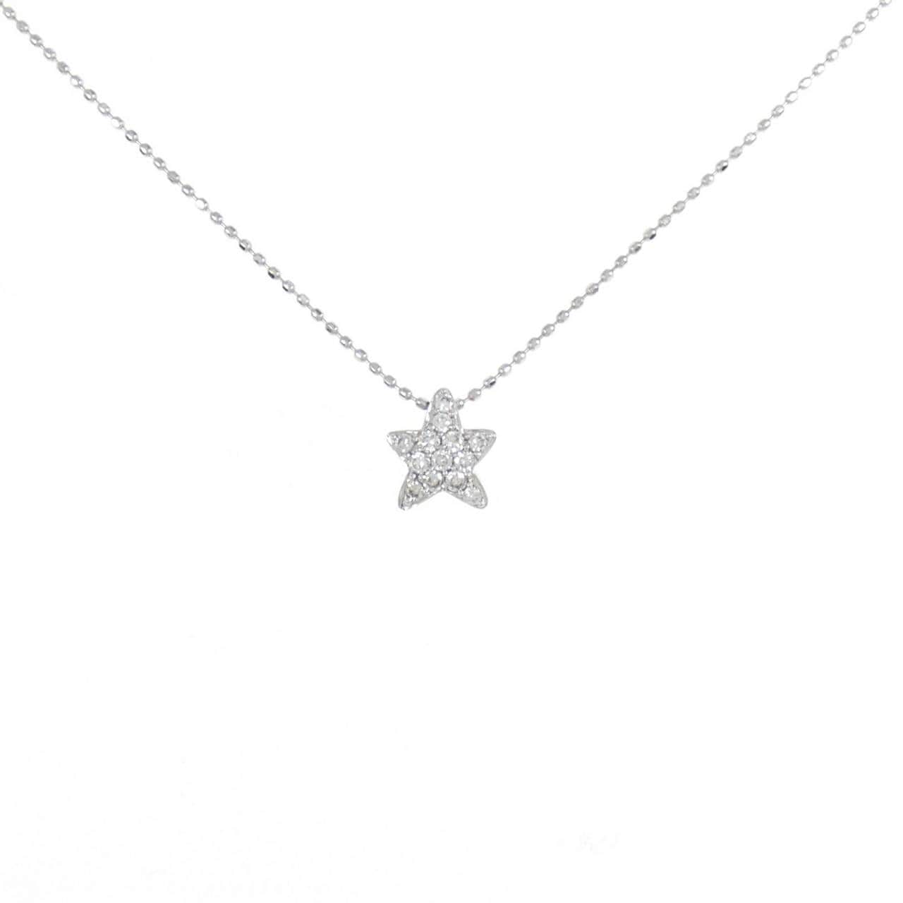 K18WG star Diamond necklace 0.12CT