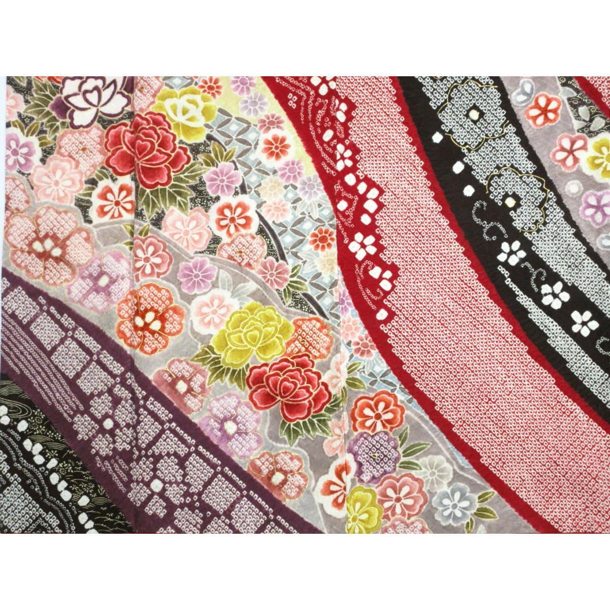 振袖　絞り加工　友禅金彩加工