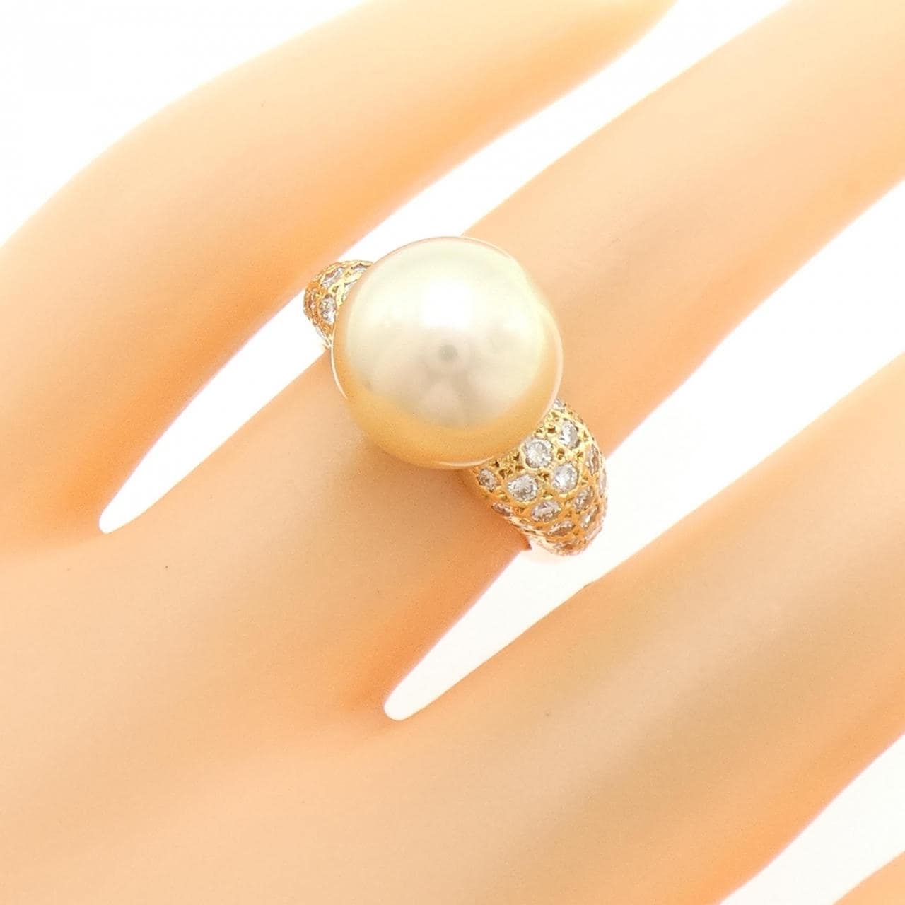 K18YG 白蝶パール リング 11mm