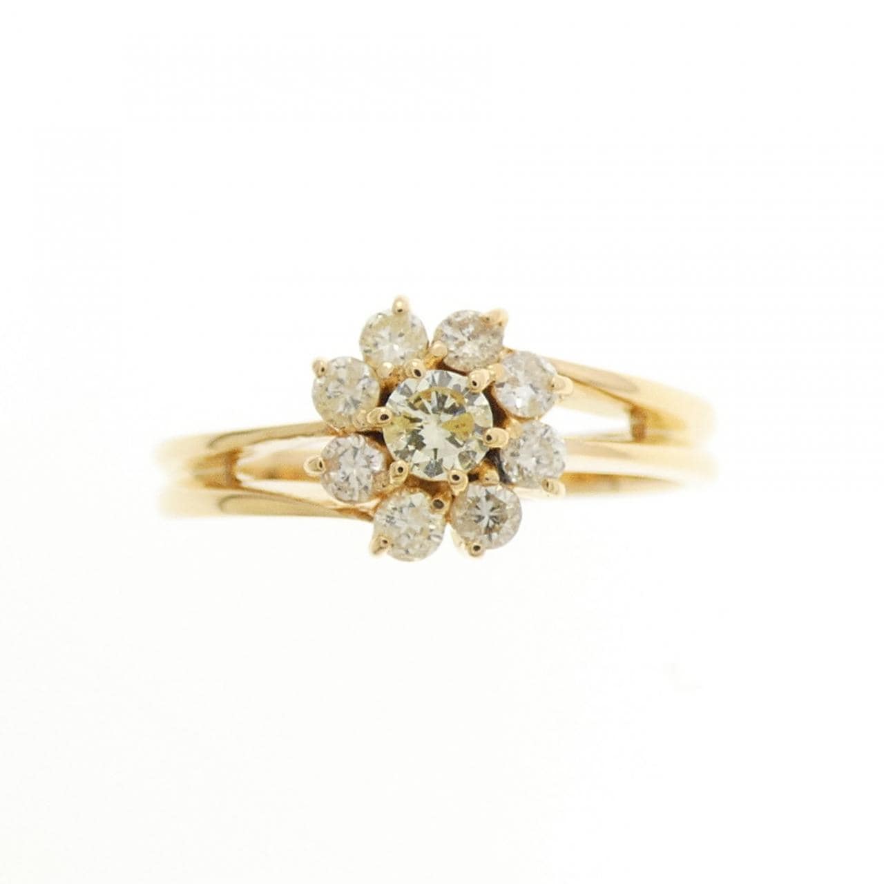 K18YG フラワー ダイヤモンド リング 0.30CT