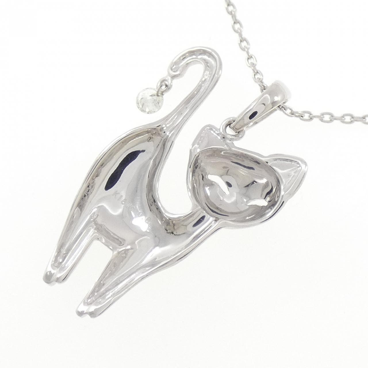 K18WG キャット ダイヤモンド ネックレス 0.06CT