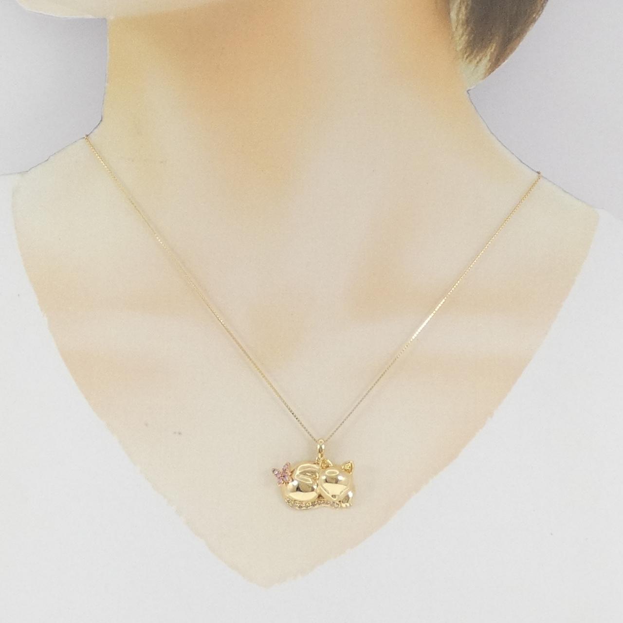 K18YG キャット サファイヤ ネックレス 0.11CT