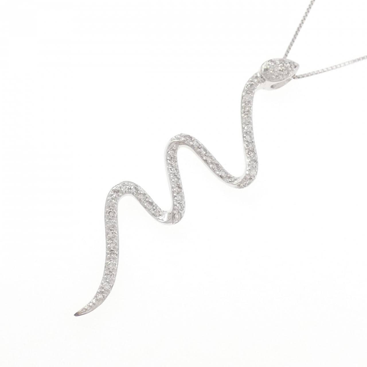 K18WG スネーク ダイヤモンド ネックレス 0.50CT