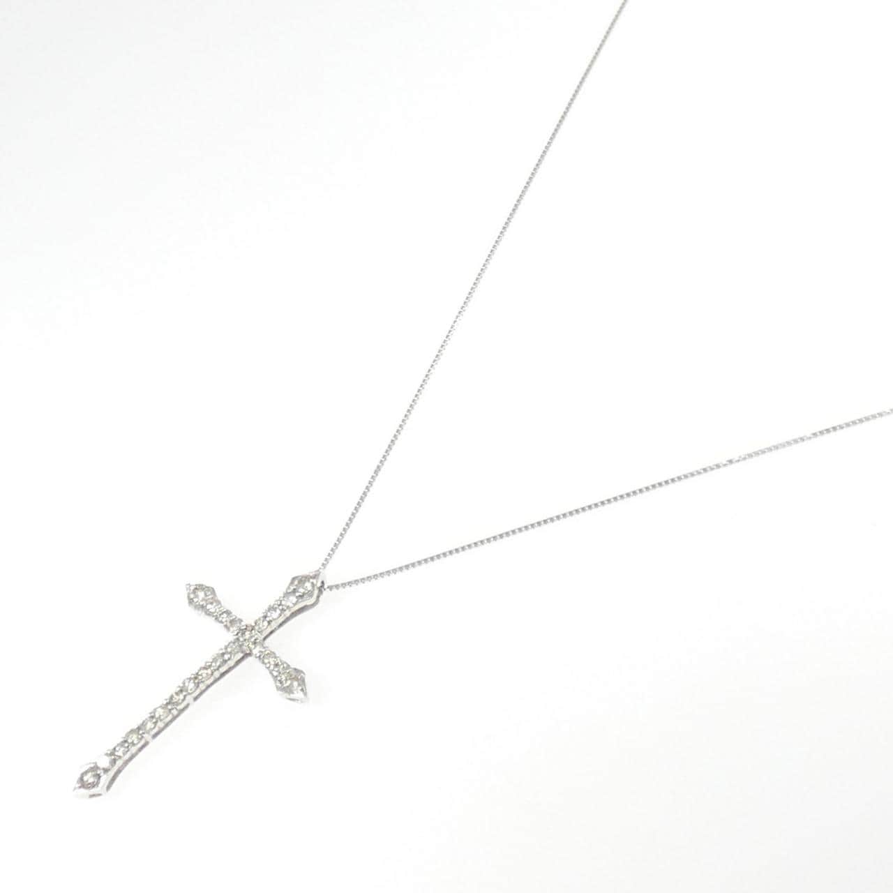 K18WG クロス ダイヤモンド ネックレス 1.00CT