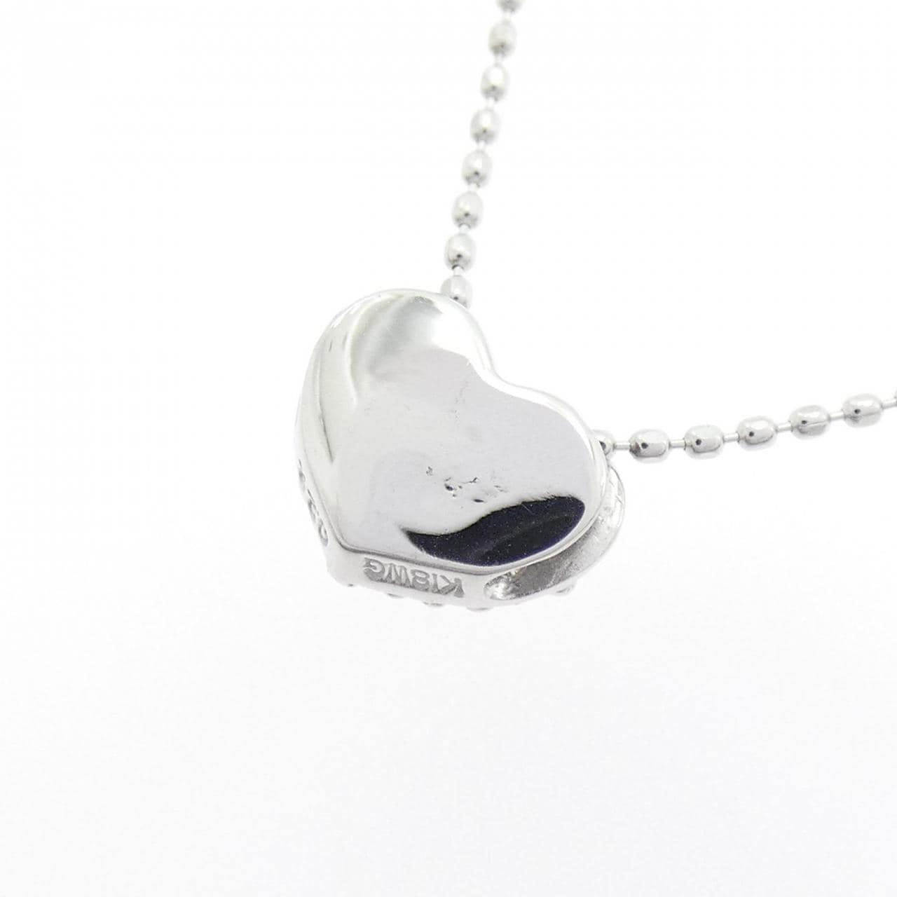 K18WG ハート パヴェ ダイヤモンド ネックレス 0.22CT