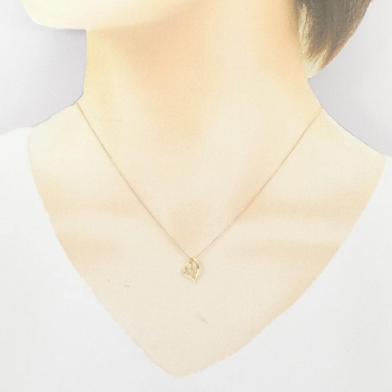 K18YG ハート ダイヤモンド ネックレス 0.04CT