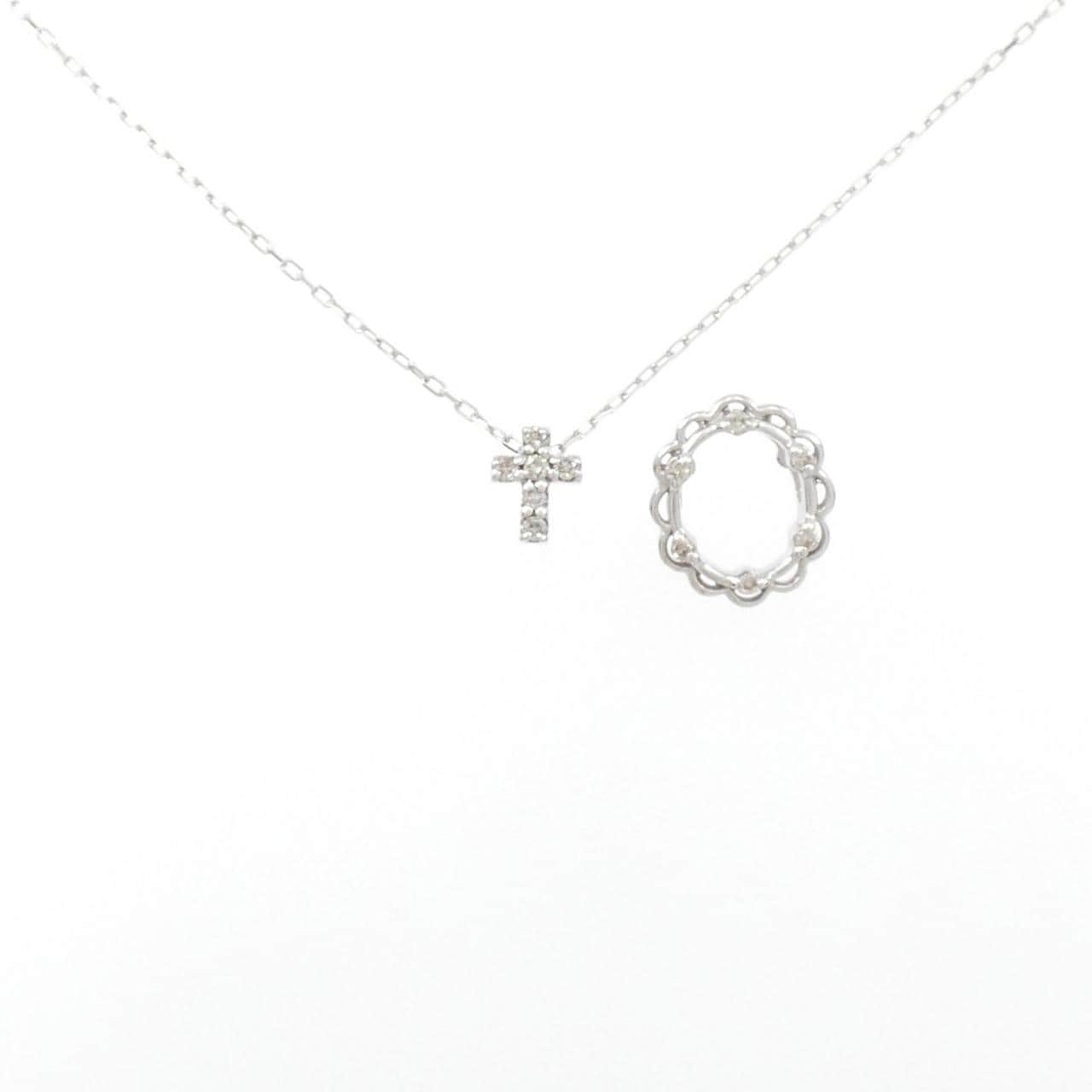 K10WG 2WAY Cross Diamond Necklace 0.03CT