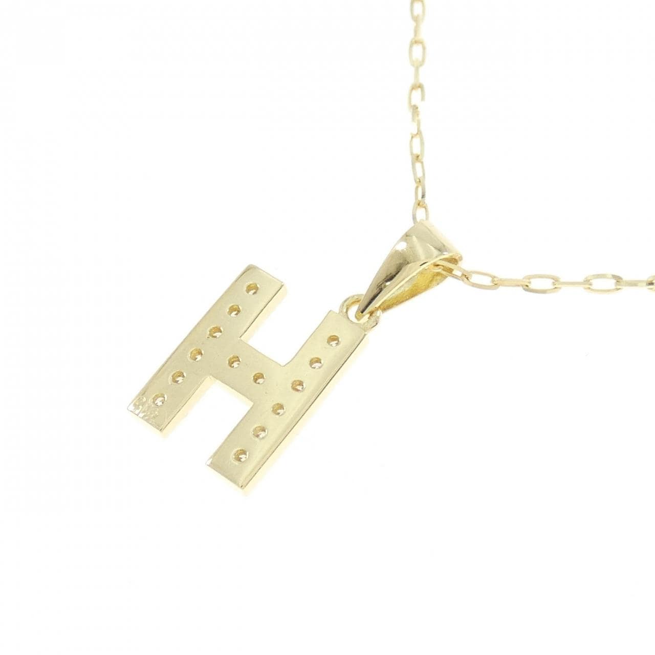 K18YG イニシャルH ダイヤモンド ネックレス 0.14CT