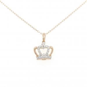 750PG/750WG/K18PG クラウン ダイヤモンド ネックレス 0.12CT