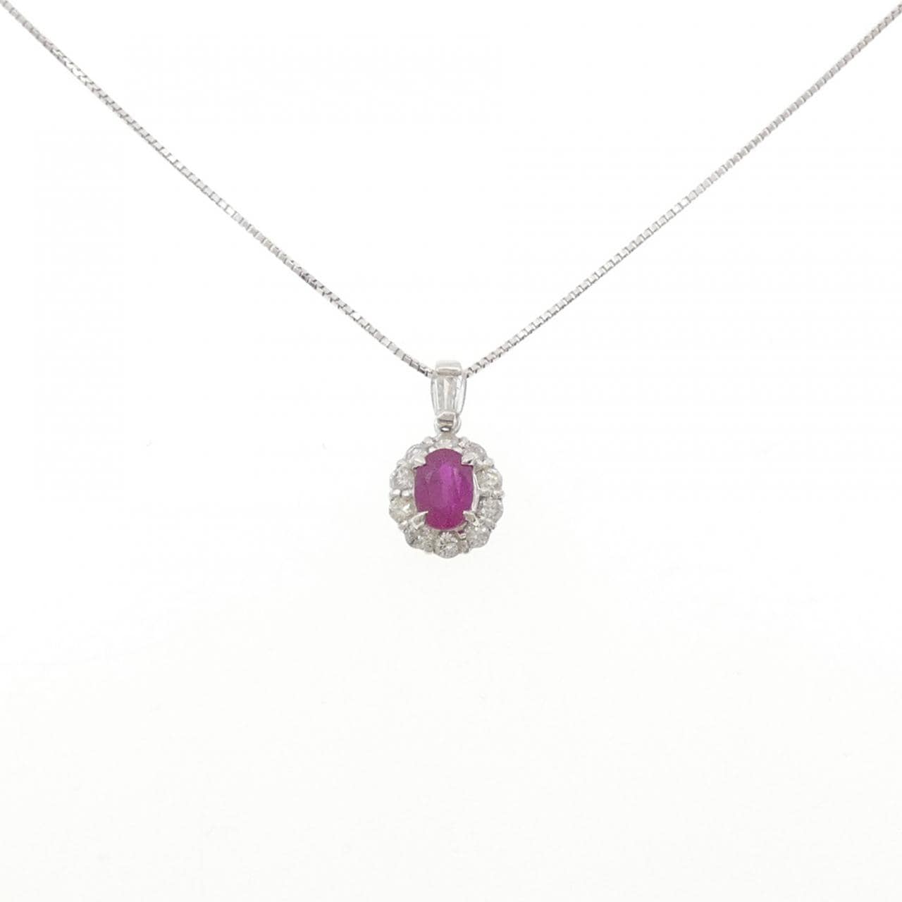 K18WG ルビー ネックレス 1.03CT