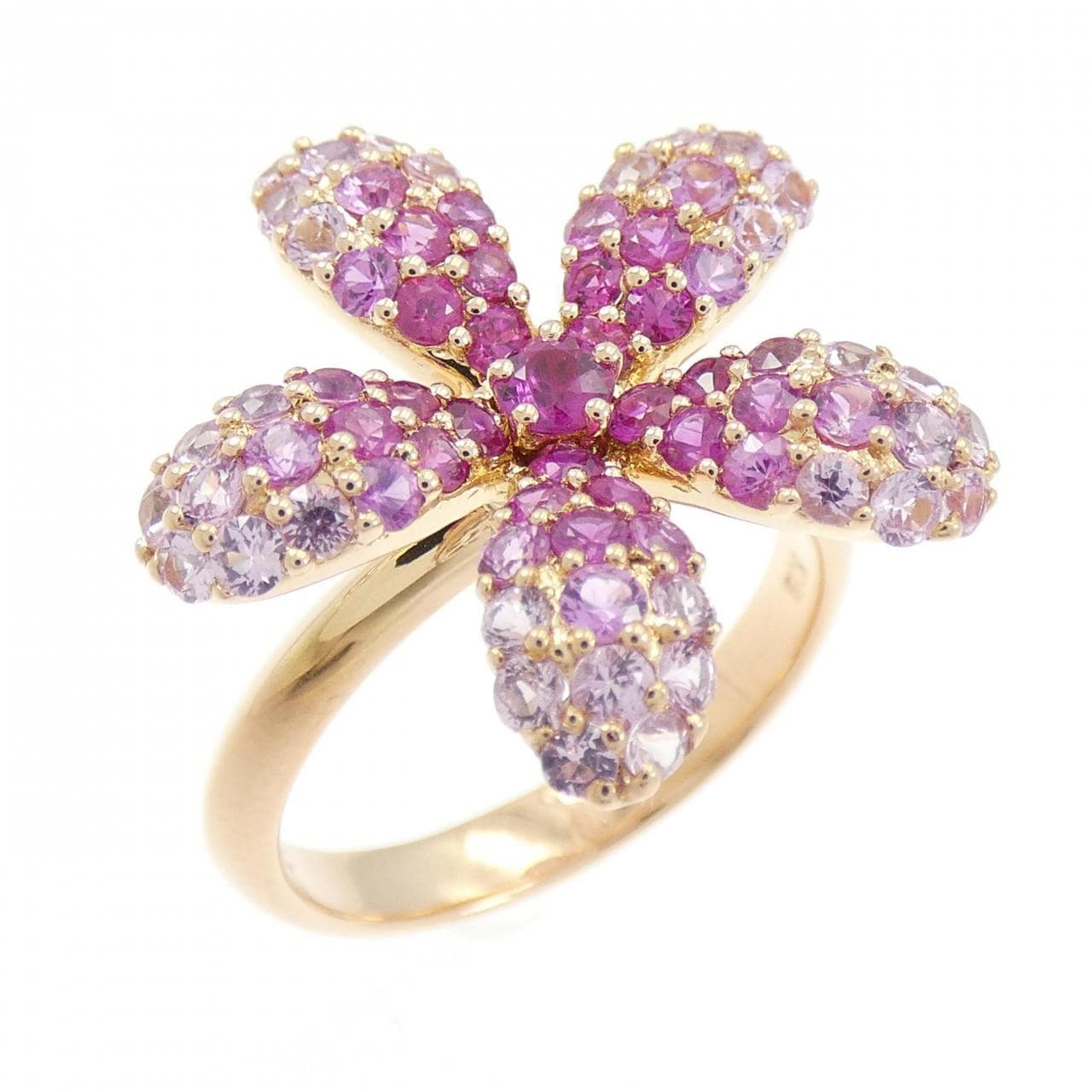 K18PG/K18WG フラワー サファイヤ リング 2.01CT
