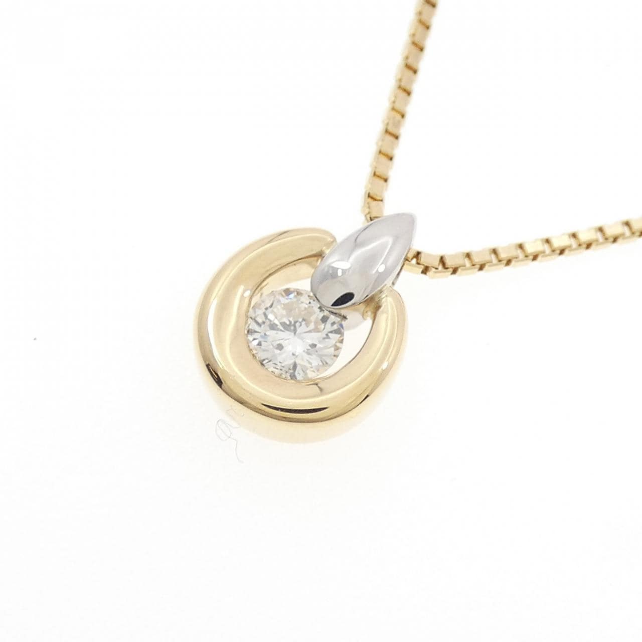 K18YG/PT900 ダイヤモンド ネックレス 0.22CT