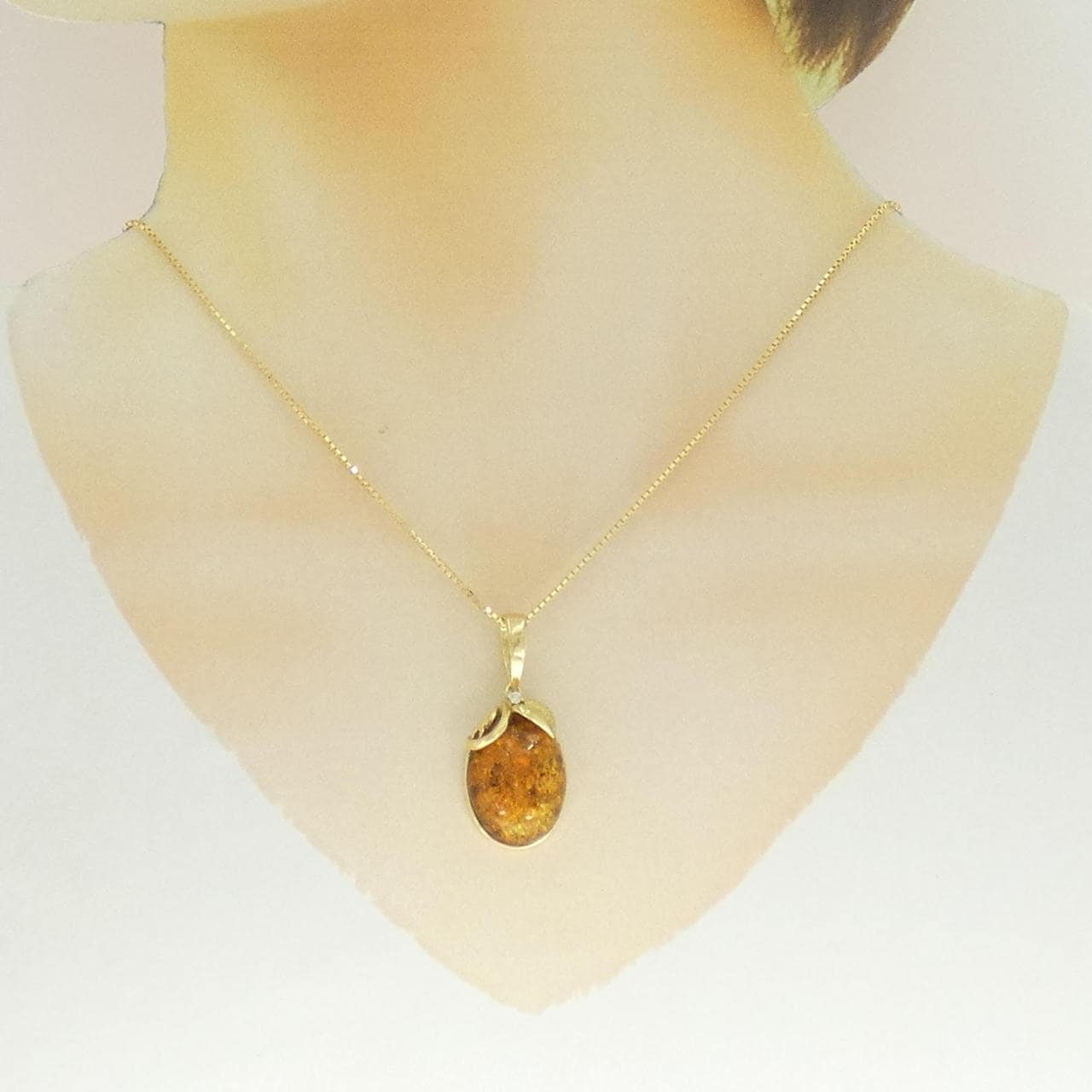 K18YG 琥珀 ネックレス