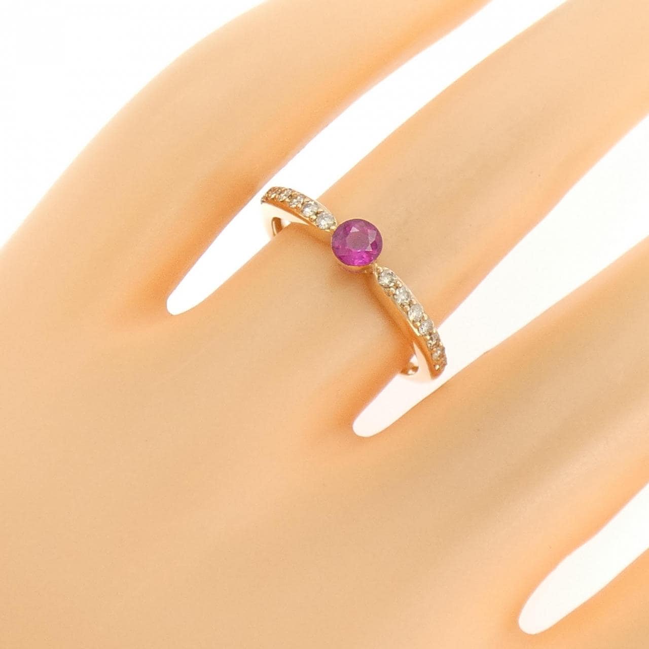 K18PG ルビー リング 0.22CT