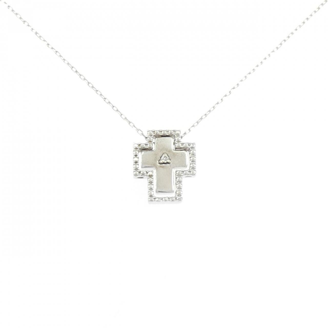 K10WG クロス ダイヤモンド ネックレス 0.01CT