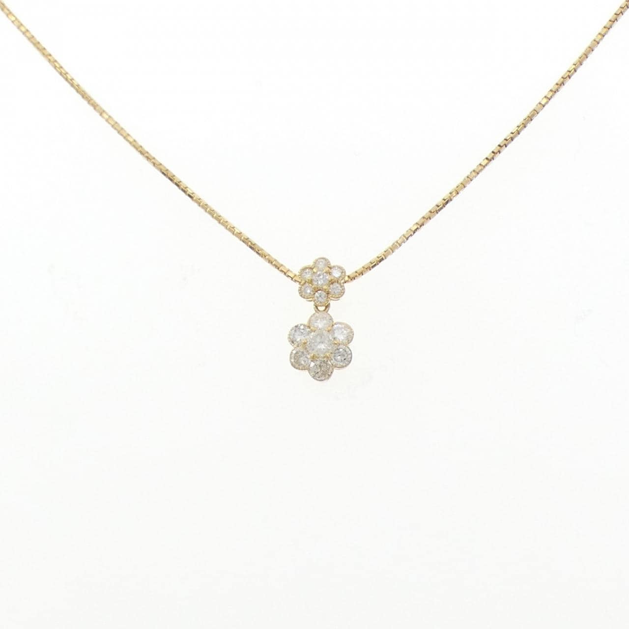 K18YG フラワー ダイヤモンド ネックレス 0.6CT
