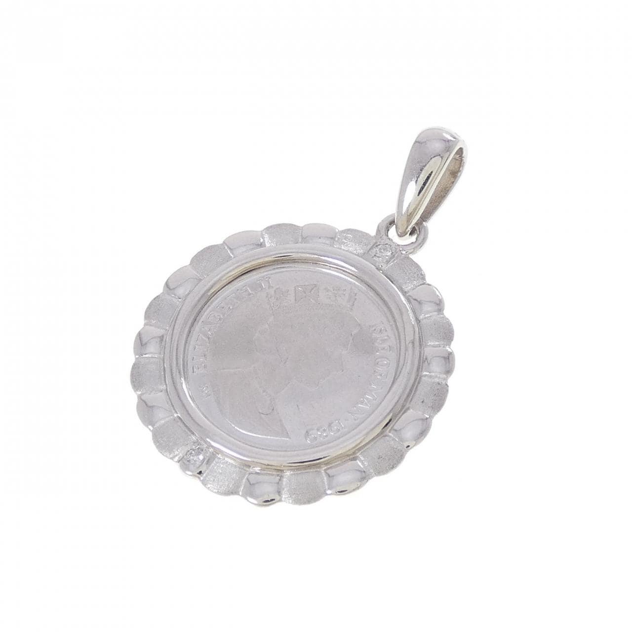 PT900(枠） ダイヤモンド コイン ペンダント 0.01CT