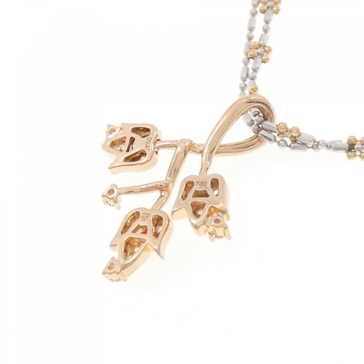 750PG/K18WG/K18YG ダイヤモンド ネックレス 0.27CT