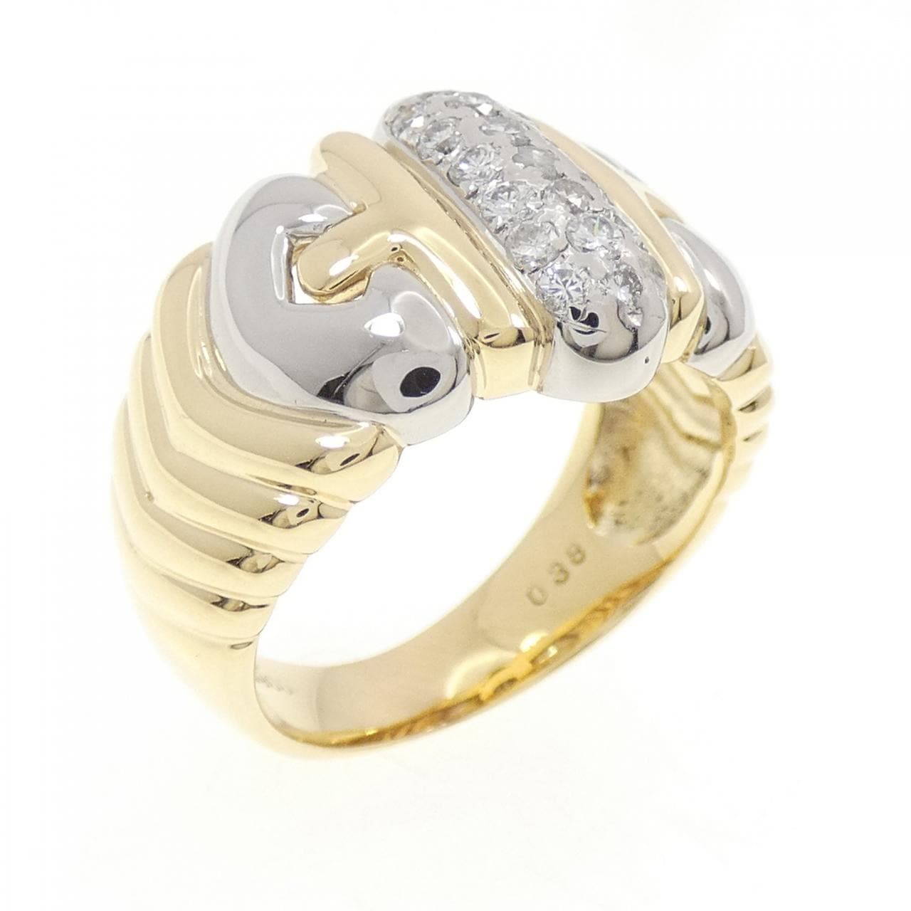 K18YG/PT900 パヴェ ダイヤモンド リング 0.38CT