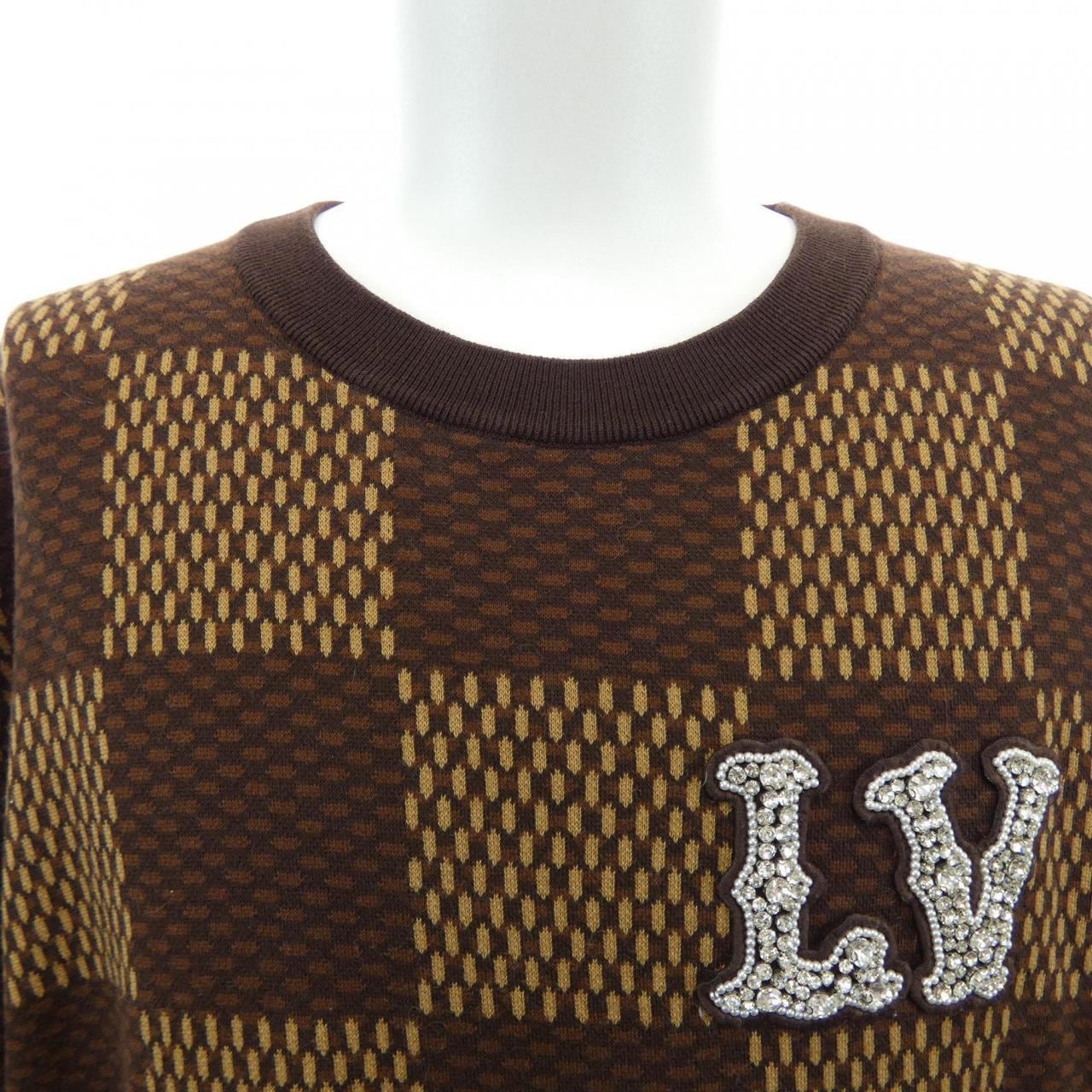ルイヴィトン LOUIS VUITTON ショートスリーブコットンダミエクルーネックウィズストラスLVパッチ HQN63WAUR ニット