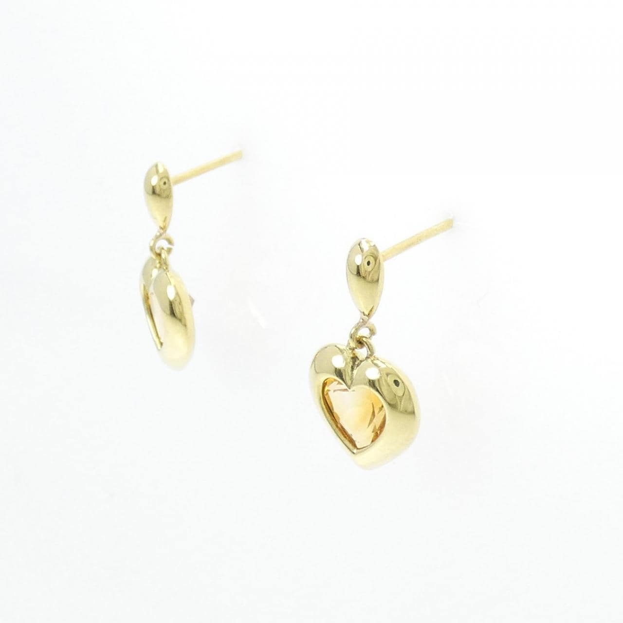 K18YG heart citrine earrings
